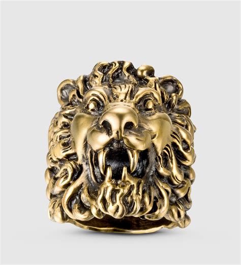 gucci lion head ring mens|Gucci lion mane ring.